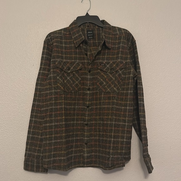 RVCA Hughes Flannel Shirt - Men's Shirts in Warm Grey size M - Picture 2 of 6